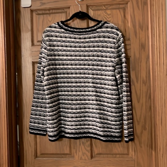 Ann Klein Black & White Striped Women Large Cardigan NWOT - Picture 2 of 5